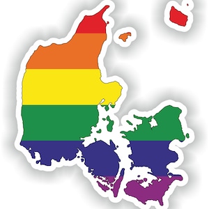 Dinamarca Gay arco iris mapa etiqueta engomada para el libro portátil nevera motocicleta casco ToolBox puerta PC barco