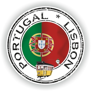 Portugal Lissabon #01 Seal Sticker Ronde Vlag voor Laptop Boek Koelkast Gitaar Motorhelm ToolBox Deur PC Boot