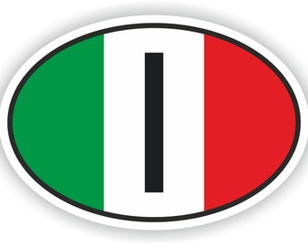 Italië I Landcode ovale sticker met vlag voor bumper Laptop Boek Koelkast Motorhelm ToolBox Deur PC Hard Hat Tool Box Locker Truck