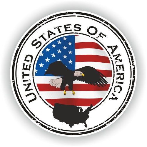 USA NY New York United States Seal Sticker Round Flag for Etsy