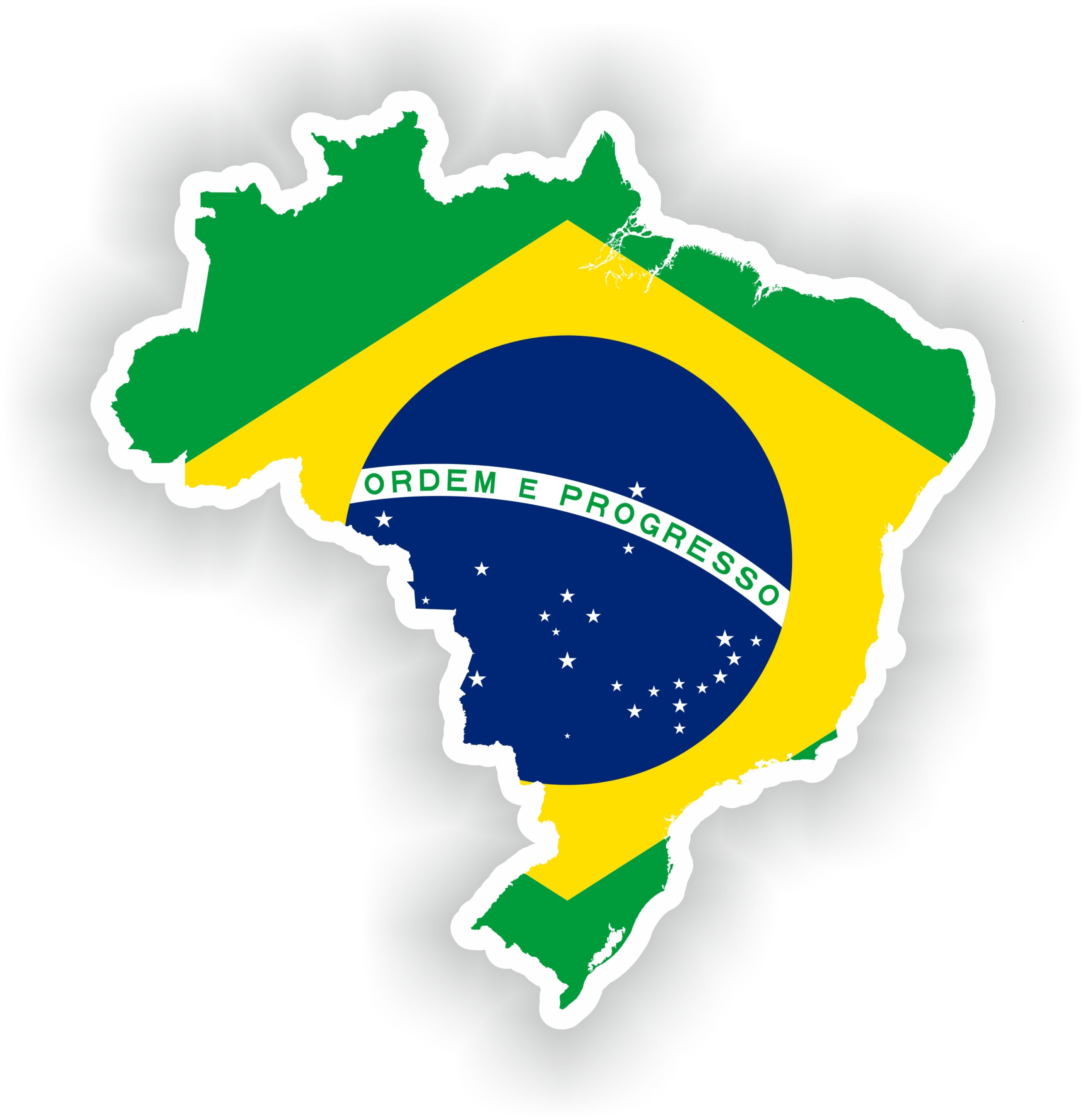 Brazil Map Flag Silhouette Sticker for Laptop Book Fridge Guitar