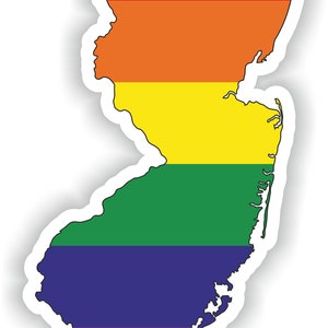 Nueva Jersey Gay Arco Iris Mapa Etiqueta engomada para el libro portátil Nevera Guitarra Casco de la motocicleta ToolBox Puerta PC Barco