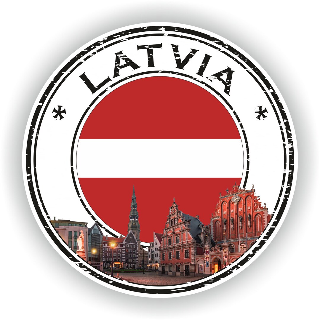 Latvia Seal Sticker Round Flag for Laptop Book Fridge Guitar