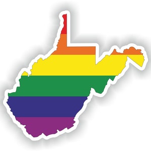 West Virginia Gay Arco iris mapa etiqueta engomada para el libro portátil nevera guitarra casco de la motocicleta ToolBox puerta PC Barco