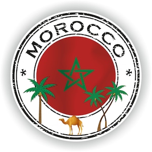 Morocco Seal Sticker Round Flag for Laptop Book Fridge Guitar Motorcycle Helmet ToolBox Door PC Boat