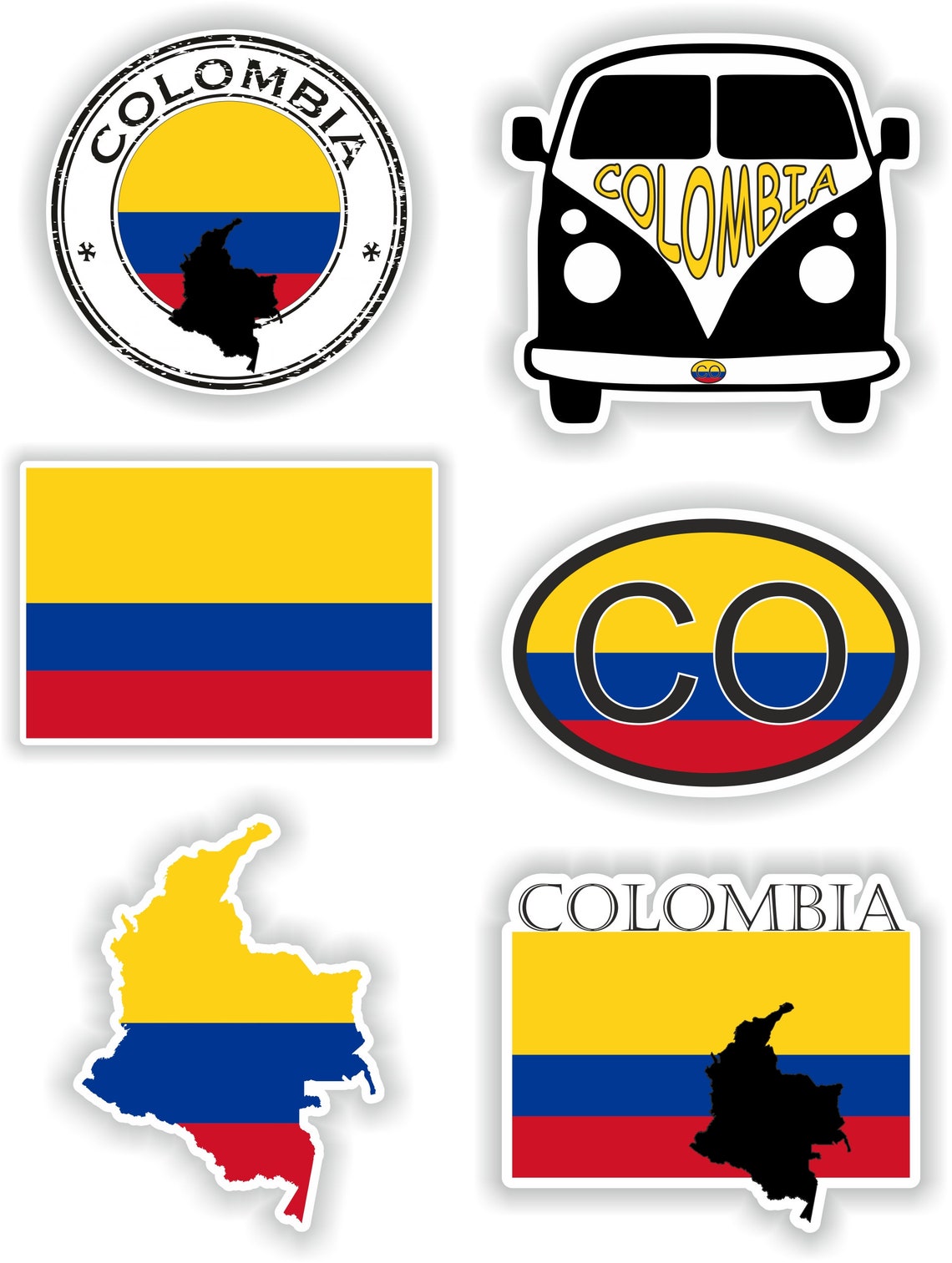 Colombia Set of Stickers for Laptop Book Water Bottle Fridge Etsy