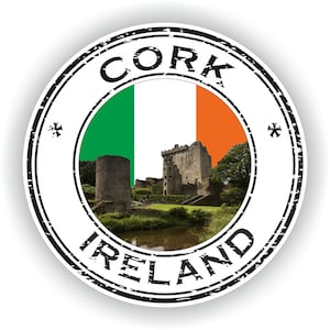 Ireland Cork Blarney Castle Seal Sticker Round Flag for Laptop Book Fridge Guitar Motorcycle Helmet ToolBox Door PC Boat