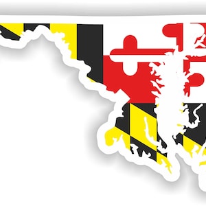 Maryland Mapa Bandera Silueta Pegatina para Laptop Libro Nevera Guitarra Chaqueta Casco ToolBox Puerta PC Barco