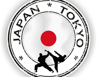 2x Vinyl-Aufkleber Rund (10 Cm) – Motiv: Flagge Tokio, Japan – Für Laptop, Kühlschrank, Auto (glänzend, Leicht Entfernbar)