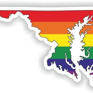 Maryland Gay Arco Iris Mapa Etiqueta engomada para el libro portátil Nevera Motocicleta Casco ToolBox Puerta PC Barco