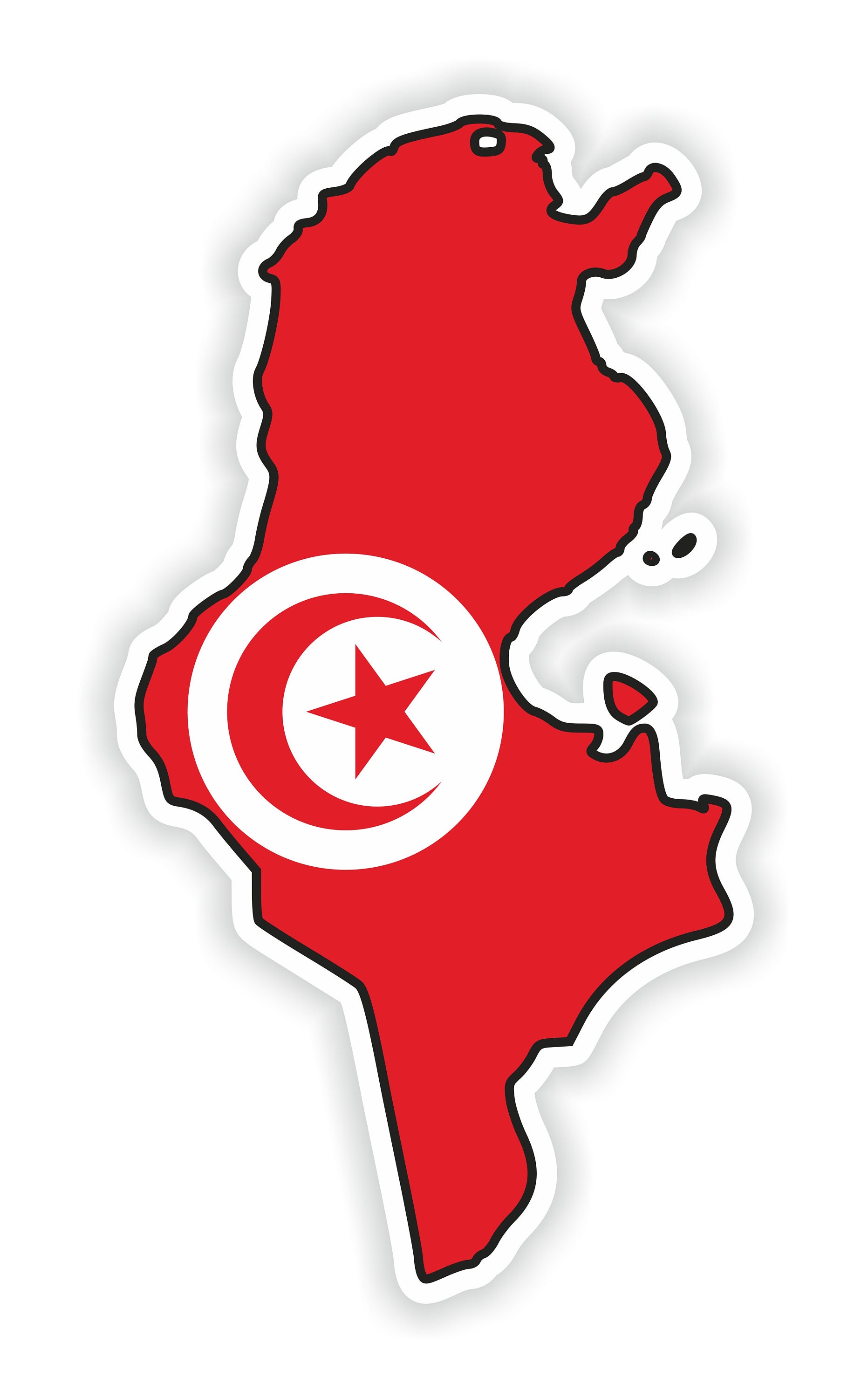 Tunisia Map Flag Silhouette Sticker for Laptop Book Fridge Guitar