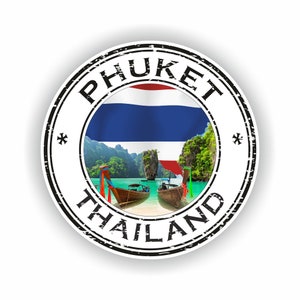 Thailand Phuket #01 Seal Sticker Round Flag for Laptop Book Fridge Guitar Motorcycle Helmet ToolBox Door PC Boat