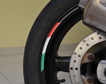 8x Vlag Sticker Strepen Italië Italiaanse Tricolore Streep Motorfiets Velg Voor 17 "Wiel