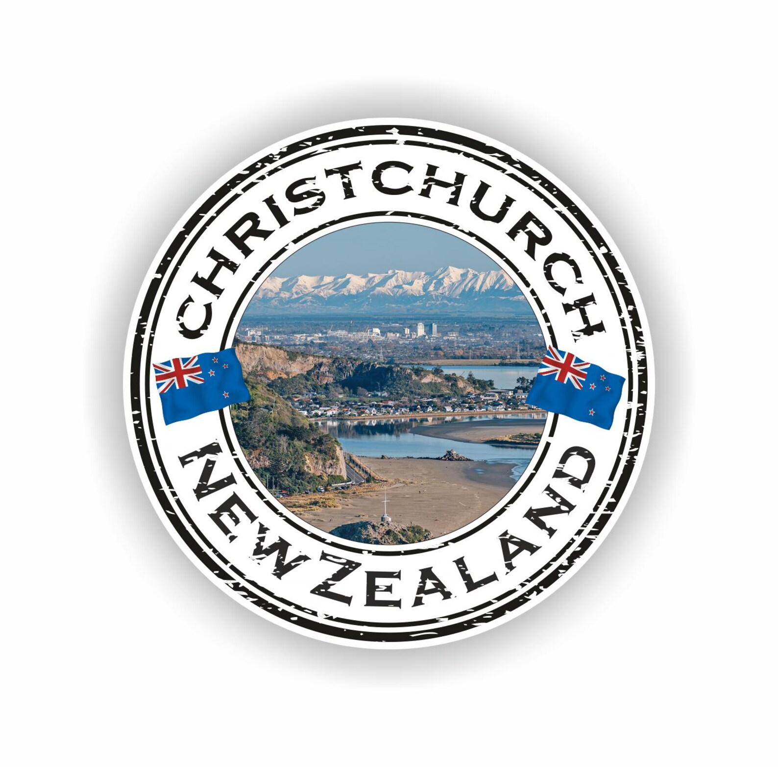 Christchurch New Zealand Seal Sticker Round Flag for Laptop Book Fridge ...