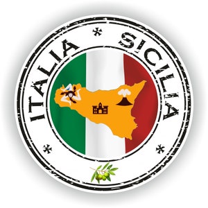 Italia Sicilia #02 Seal Sticker Round Flag for Laptop Book Fridge Guitar Motorcycle Helmet ToolBox Door PC Boat