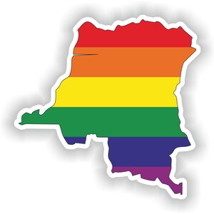 la République démocratique du Congo Gay Rainbow Carte Drapeau Autocollant pour ordinateur portable Livre Réfrigérateur Guitare Moto Casque ToolBox Porte PC Bateau