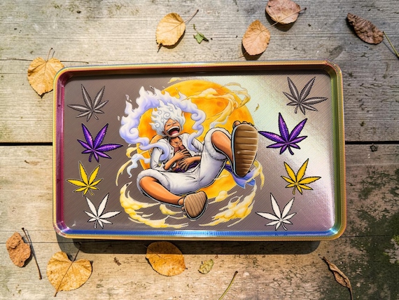 One Piece Anime Rolling Tray, Moon Aesthetic Tray, Colorful Smoke Design Tray, Glossy Epoxy Tray, Unique Gift Idea, Handmade Tray