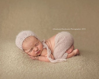 PDF Knitting Pattern - newborn photography_angora_classic_bonnet and pant SET #123