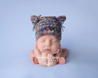PDF Crochet Pattern - newborn photography prop star stitch kitty hat #29