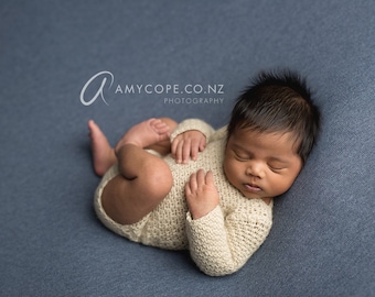 PDF Crochet Pattern - newborn photography prop crochet long sleeved romper #150