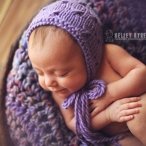PDF Knitting Pattern - newborn photography little bows bonnet #52
