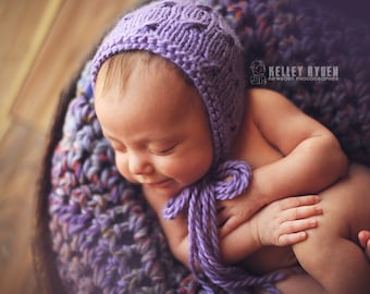 PDF Knitting Pattern - newborn photography little bows bonnet #52