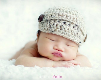 SALE PDF Crochet Pattern - Tweed chunky newsboy hat newborn photography prop #2