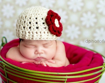 PDF Crochet Pattern - newborn photography prop ribbed edge beanie #59