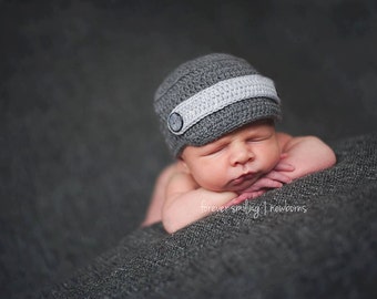 PDF Crochet Pattern - Classic newsboy hat newborn photography prop #69