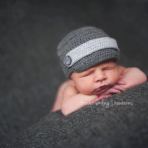 PDF Crochet Pattern - Classic newsboy hat newborn photography prop #69