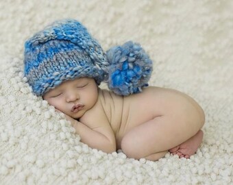 PDF knitting pattern - Newborn photography prop handspun stocking hat #17