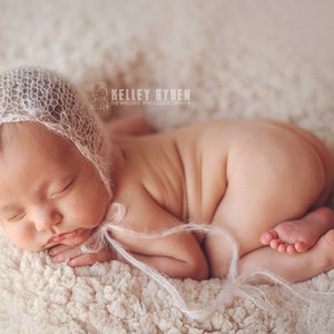 PDF Knitting Pattern newborn photography prop mohair daisy chain bonnet 40 image 1