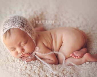 PDF Knitting Pattern - newborn photography prop mohair daisy chain bonnet #40