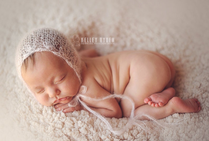 PDF Knitting Pattern newborn photography prop mohair daisy chain bonnet 40 image 1