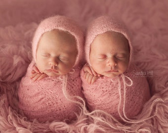 PDF Crochet Pattern - newborn photography prop dainty blossom mohair bonnet #92