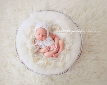 PDF Crochet Pattern - newborn photography prop Tatiana_crochet romper and bonnet SET #131