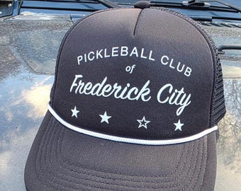 Black Pickleball Club Embroidered Hat With White Cording