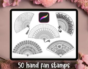 50 Hand Fan Stamps | Procreate Brush Sets