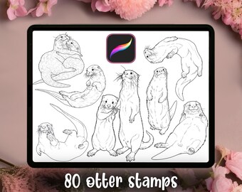 80 Otter Stamps | Procreate Brush Sets