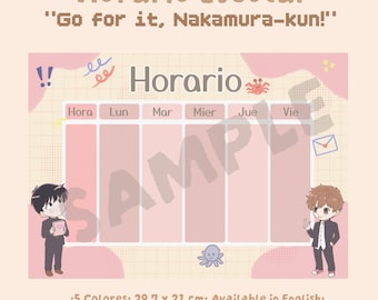 School Timetable Template “Go for it Nakamura” | School Timetable “Ganbare, Nakamura-kun!” | Printable Template | Digital Planner Anime