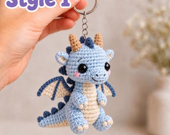 Crochet Dragon Keychain, Cute Amigurumi Dragon Charm, Handmade Dragon Bag Charm, Kawaii Fantasy Keyring, Dragon Lover Gift