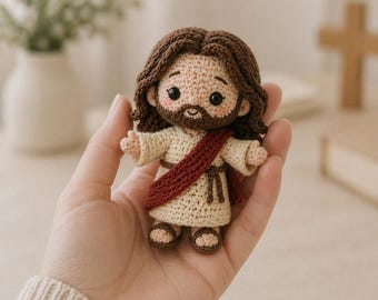 Crochet Jesus Doll, Handmade Amigurumi Jesus Plush, Christian Gift, Religious Toy, Cute Faith Decor, Bible Gift for Kids