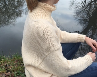 Sweter z wełny merynosów unisex, oversize, czysta wełna