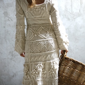 Off-white hand knit dress - wedding dress - custom order