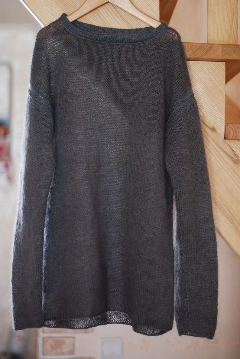 Gray Minimalist Tunic Sweater | Etsy