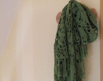 Handmade crochet shawl scarf  - Favorite green shawl