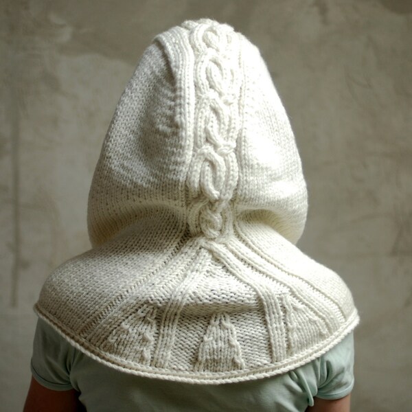 Hand knitted hooded scarf - chunky hood winter balaclava