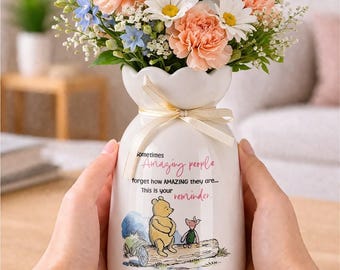 You are amazing Ceramic Vase: Winnie the Pooh Thank You Gift, Ceramic Flower Vase, Cozy Living Room Decor,Thank You Flower Pot,Gift For Mom