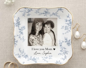 Plato para joyas de la madre de la novia, plato para joyas personalizado con foto de la madre del novio, bandeja para joyas personalizada para mamá, regalo de boda para mamá