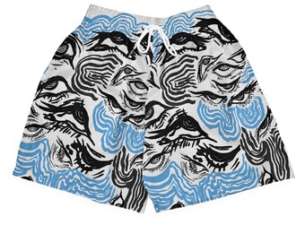 Pantalones cortos University Blue Low 11s, estampado abstracto de ojos, zapatillas a juego.